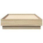 vidaXL Cadru de pat cu lumini LED, stejar sonoma, 75x190 cm