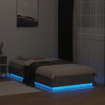 vidaXL Cadru de pat cu lumini LED, gri beton, 75x190 cm