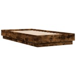 vidaXL Cadru de pat cu lumini LED, stejar fumuriu, 75x190 cm
