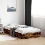 vidaXL Cadru de pat cu lumini LED, stejar fumuriu, 75x190 cm