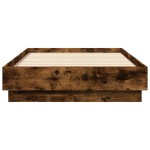 vidaXL Cadru de pat cu lumini LED, stejar fumuriu, 75x190 cm