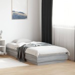 vidaXL Cadru de pat cu lumini LED, gri sonoma, 75x190 cm