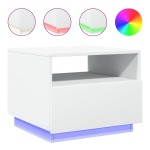 vidaXL Măsuță de cafea cu lumini LED, alb, 50x49x40 cm