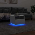 vidaXL Măsuță de cafea cu lumini LED, alb, 50x49x40 cm