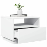 vidaXL Măsuță de cafea cu lumini LED, alb, 50x49x40 cm