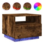 vidaXL Măsuță de cafea cu lumini LED, stejar fumuriu, 50x49x40 cm