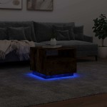 vidaXL Măsuță de cafea cu lumini LED, stejar fumuriu, 50x49x40 cm