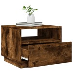 vidaXL Măsuță de cafea cu lumini LED, stejar fumuriu, 50x49x40 cm