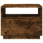 vidaXL Măsuță de cafea cu lumini LED, stejar fumuriu, 50x49x40 cm