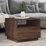 vidaXL Măsuță de cafea cu lumini LED, stejar maro, 50x49x40 cm vidaXL Măsuță de cafea cu lumini LED, stejar maro, 50x49x40 cm