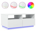 vidaXL Măsuță de cafea cu lumini LED, alb, 90x49x40 cm vidaXL Măsuță de cafea cu lumini LED, alb, 90x49x40 cm