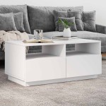 vidaXL Măsuță de cafea cu lumini LED, alb, 90x49x40 cm vidaXL Măsuță de cafea cu lumini LED, alb, 90x49x40 cm