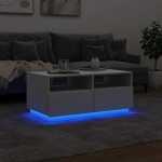 vidaXL Măsuță de cafea cu lumini LED, alb, 90x49x40 cm vidaXL Măsuță de cafea cu lumini LED, alb, 90x49x40 cm