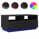 vidaXL Măsuță de cafea cu lumini LED, negru, 90x49x40 cm