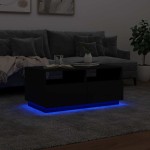 vidaXL Măsuță de cafea cu lumini LED, negru, 90x49x40 cm