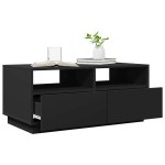 vidaXL Măsuță de cafea cu lumini LED, negru, 90x49x40 cm