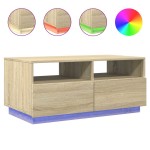 vidaXL Măsuță de cafea cu lumini LED, stejar sonoma, 90x49x40 cm