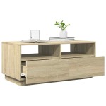 vidaXL Măsuță de cafea cu lumini LED, stejar sonoma, 90x49x40 cm