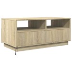 vidaXL Măsuță de cafea cu lumini LED, stejar sonoma, 90x49x40 cm