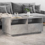 vidaXL Măsuță de cafea cu lumini LED, gri beton, 90x49x40 cm vidaXL Măsuță de cafea cu lumini LED, gri beton, 90x49x40 cm