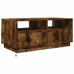 vidaXL Măsuță de cafea cu lumini LED, stejar fumuriu, 90x49x40 cm