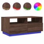 vidaXL Măsuță de cafea cu lumini LED, stejar maro, 90x49x40 cm vidaXL Măsuță de cafea cu lumini LED, stejar maro, 90x49x40 cm