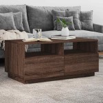 vidaXL Măsuță de cafea cu lumini LED, stejar maro, 90x49x40 cm vidaXL Măsuță de cafea cu lumini LED, stejar maro, 90x49x40 cm