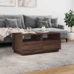 vidaXL Măsuță de cafea cu lumini LED, stejar maro, 90x49x40 cm vidaXL Măsuță de cafea cu lumini LED, stejar maro, 90x49x40 cm