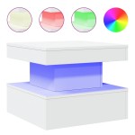 vidaXL Măsuță de cafea cu lumini LED, alb, 50x50x40 cm vidaXL Măsuță de cafea cu lumini LED, alb, 50x50x40 cm