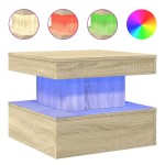 vidaXL Măsuță de cafea cu lumini LED, stejar sonoma, 50x50x40 cm vidaXL Măsuță de cafea cu lumini LED, stejar sonoma, 50x50x40 cm