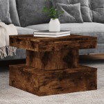 vidaXL Măsuță de cafea cu lumini LED, stejar fumuriu, 50x50x40 cm vidaXL Măsuță de cafea cu lumini LED, stejar fumuriu, 50x50x40 cm