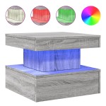 vidaXL Măsuță de cafea cu lumini LED, gri sonoma, 50x50x40 cm