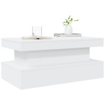 vidaXL Măsuță de cafea cu lumini LED, alb, 90x50x40 cm