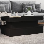 vidaXL Măsuță de cafea cu lumini LED, negru, 90x50x40 cm vidaXL Măsuță de cafea cu lumini LED, negru, 90x50x40 cm