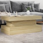 vidaXL Măsuță de cafea cu lumini LED, stejar sonoma, 90x50x40 cm vidaXL Măsuță de cafea cu lumini LED, stejar sonoma, 90x50x40 cm