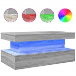 vidaXL Măsuță de cafea cu lumini LED, gri sonoma, 90x50x40 cm vidaXL Măsuță de cafea cu lumini LED, gri sonoma, 90x50x40 cm