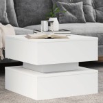 vidaXL Măsuță de cafea cu lumini LED, alb, 50x50x40 cm vidaXL Măsuță de cafea cu lumini LED, alb, 50x50x40 cm