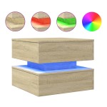 vidaXL Măsuță de cafea cu lumini LED, stejar sonoma, 50x50x40 cm vidaXL Măsuță de cafea cu lumini LED, stejar sonoma, 50x50x40 cm
