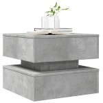 vidaXL Măsuță de cafea cu lumini LED, gri beton, 50x50x40 cm