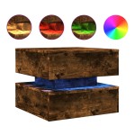 vidaXL Măsuță de cafea cu lumini LED, stejar fumuriu, 50x50x40 cm