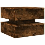 vidaXL Măsuță de cafea cu lumini LED, stejar fumuriu, 50x50x40 cm