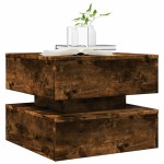 vidaXL Măsuță de cafea cu lumini LED, stejar fumuriu, 50x50x40 cm