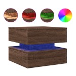 vidaXL Măsuță de cafea cu lumini LED, stejar maro, 50x50x40 cm