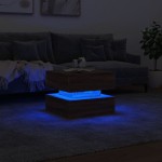 vidaXL Măsuță de cafea cu lumini LED, stejar maro, 50x50x40 cm