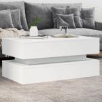 vidaXL Măsuță de cafea cu lumini LED, alb, 90x50x40 cm vidaXL Măsuță de cafea cu lumini LED, alb, 90x50x40 cm