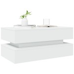 vidaXL Măsuță de cafea cu lumini LED, alb, 90x50x40 cm vidaXL Măsuță de cafea cu lumini LED, alb, 90x50x40 cm