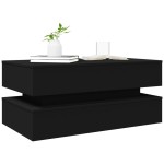 vidaXL Măsuță de cafea cu lumini LED, negru, 90x50x40 cm vidaXL Măsuță de cafea cu lumini LED, negru, 90x50x40 cm