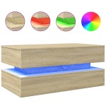 vidaXL Măsuță de cafea cu lumini LED, stejar sonoma, 90x50x40 cm