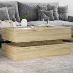 vidaXL Măsuță de cafea cu lumini LED, stejar sonoma, 90x50x40 cm
