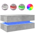 vidaXL Măsuță de cafea cu lumini LED, gri beton, 90x50x40 cm